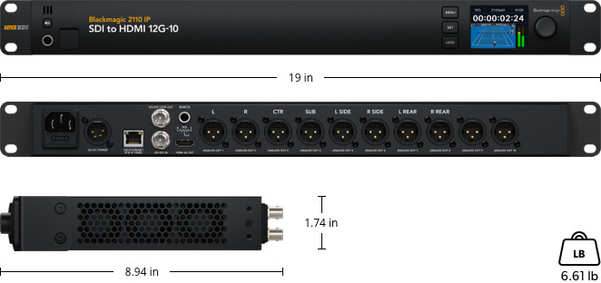 Blackmagic 2110 IP SDI to HDMI 12G-10 weight and dimensions