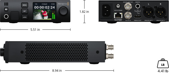 Blackmagic 2110 IP SDI to HDMI 12G weight and dimensions