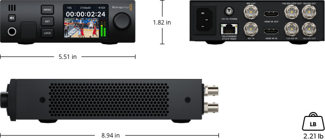 Blackmagic 2110 IP UpDownCross 12G weight and dimensions