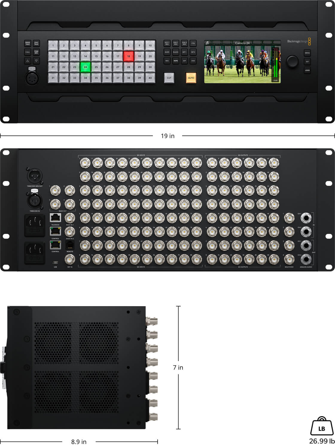 Blackmagic ATEM 4 ME Constellation 4K Plus physical dimensions