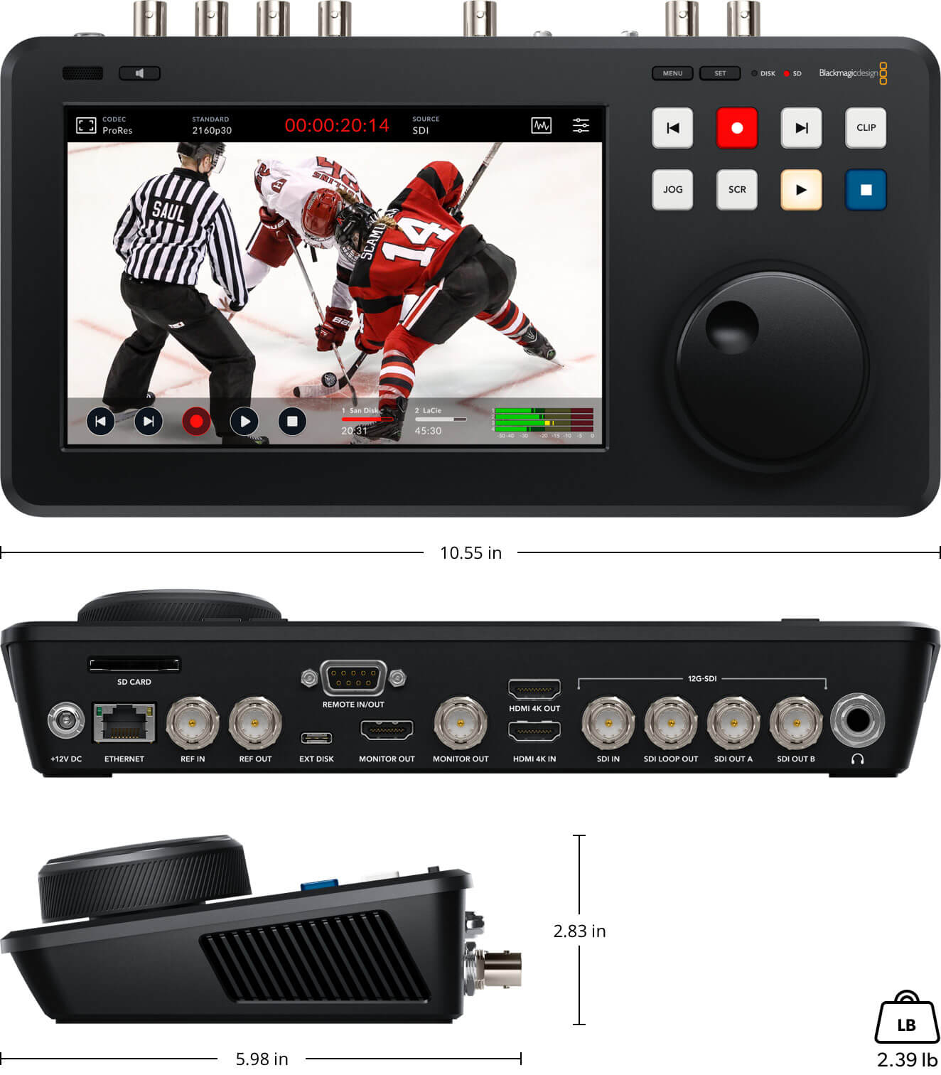 Blackmagic HyperDeck Shuttle 4K Pro physical dimensions