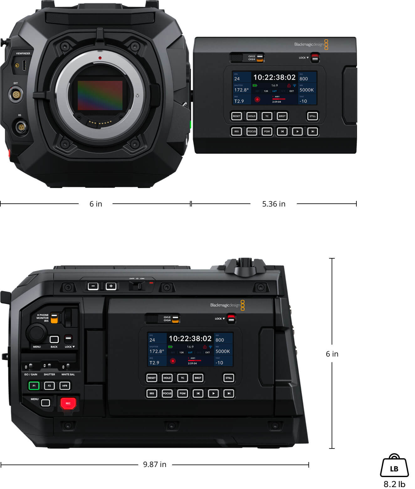 Blackmagic URSA Cine 12K LF Body weight and dimensions